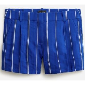 NWT J.Crew Collection High Rise Pleated Shorts 2 Regal Blue Striped Jacquard